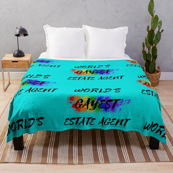 Item preview, World's Gayest Estate Agent Queer Joke With Rainbow Colors For Pride Month In Cyan designed and sold by LuckyKermit.