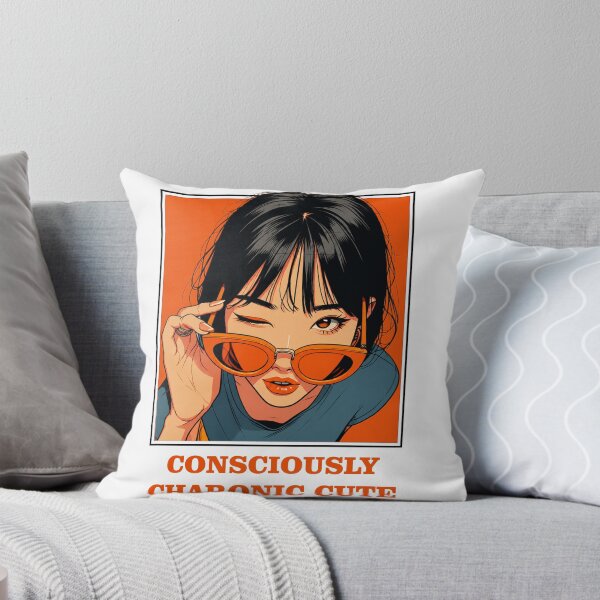 Item preview, Consciously Chaotic Cute Anime Girl Aesthetic | Bold Orange Sunglasses Attitude Design designed and sold by Pinpondesigns.