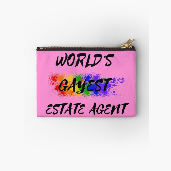 Item preview, World's Gayest Estate Agent Queer Joke With Rainbow Colors For Pride Month In Pink designed and sold by LuckyKermit.