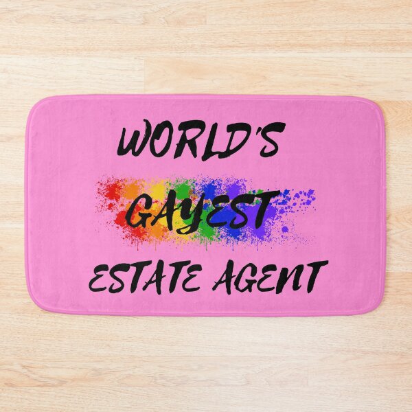 Item preview, World's Gayest Estate Agent Queer Joke With Rainbow Colors For Pride Month In Pink designed and sold by LuckyKermit.