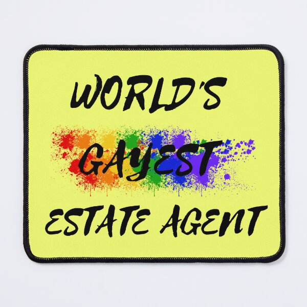 Item preview, World's Gayest Estate Agent Queer Joke With Rainbow Colors For Pride Month In Yellow designed and sold by LuckyKermit.