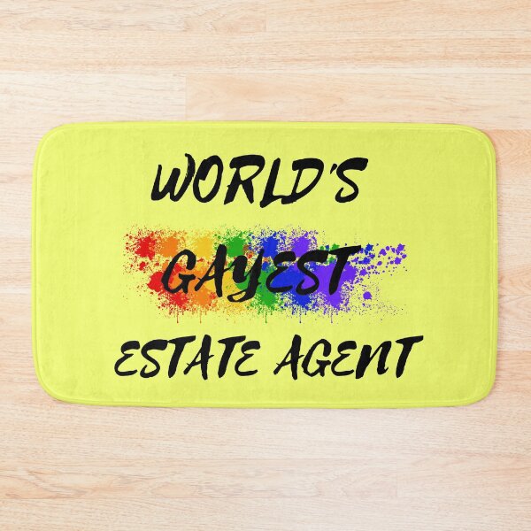 Item preview, World's Gayest Estate Agent Queer Joke With Rainbow Colors For Pride Month In Yellow designed and sold by LuckyKermit.