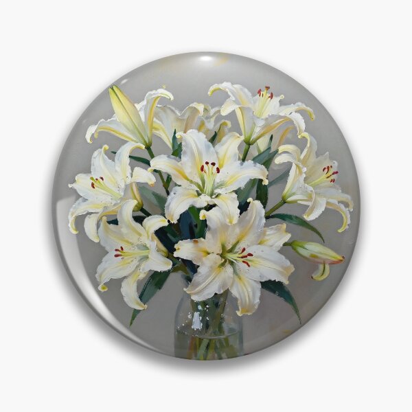 Item preview, Painting of white Litllies in a vase designed and sold by Mia's Menagerie.