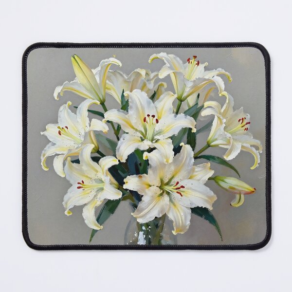 Item preview, Painting of white Litllies in a vase designed and sold by Mia's Menagerie.