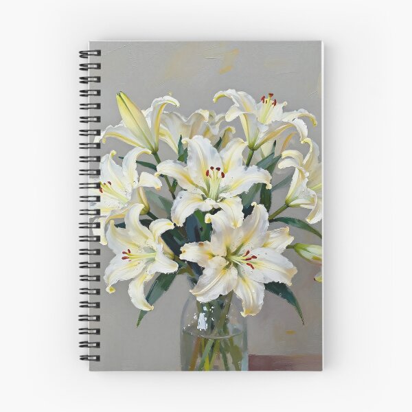 Item preview, Painting of white Litllies in a vase designed and sold by Mia's Menagerie.