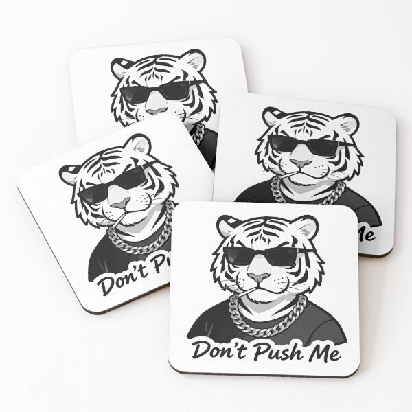 Item preview, White Tiger Cool Sticker DON'T PUSH ME 4 designed and sold by HealthyEnvy.