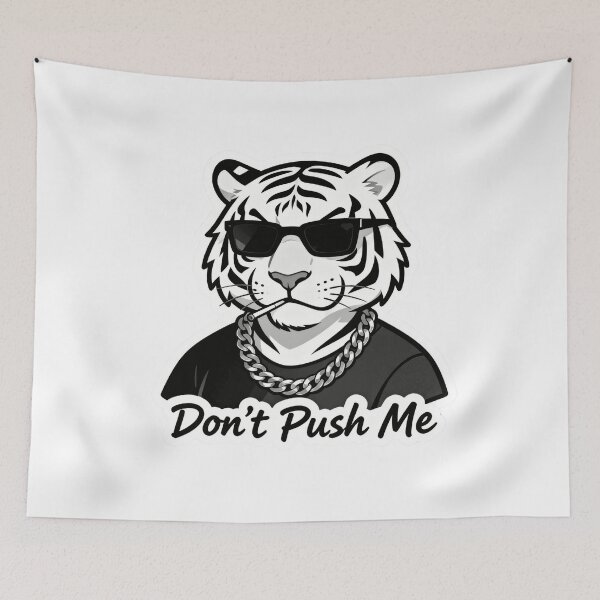 Item preview, White Tiger Cool Sticker DON'T PUSH ME 4 designed and sold by HealthyEnvy.