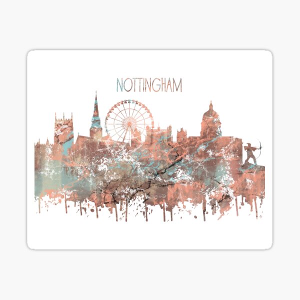 Item preview, Nottingham, Nottingham skyline, Nottingham Reino Unido, acuarela Nottingham designed and sold by Rosaliartbook.