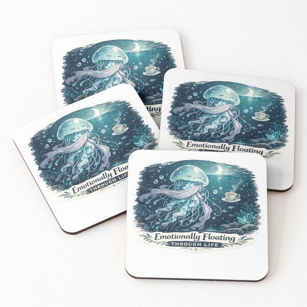 Item preview, Emotionally Floating Through Life Luxury Jellyfish Ocean Aesthetic designed and sold by StickyGuys.
