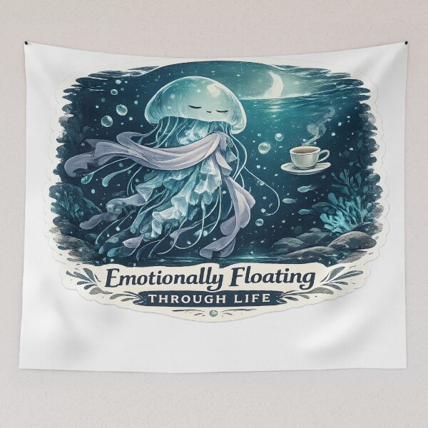 Item preview, Emotionally Floating Through Life Luxury Jellyfish Ocean Aesthetic designed and sold by StickyGuys.