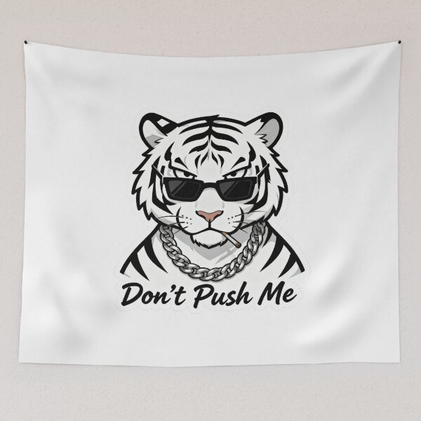 Item preview, White Tiger Cool Sticker DON'T PUSH ME 5 designed and sold by HealthyEnvy.