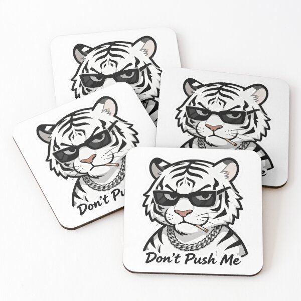 Item preview, White Tiger Cool Sticker DON'T PUSH ME 6 designed and sold by HealthyEnvy.