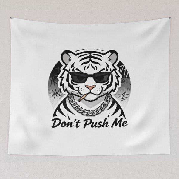 Item preview, White Tiger Cool Sticker DON'T PUSH ME 7 designed and sold by HealthyEnvy.