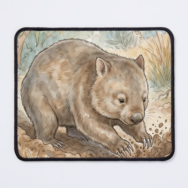 Item preview, Wombat Watercolor Art - Cute Australian Wildlife Burrowing Illustration designed and sold by RubisLeaf.