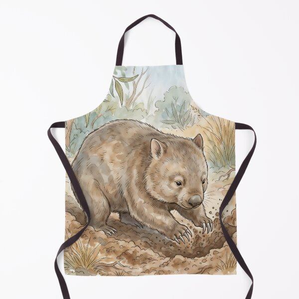 Item preview, Wombat Watercolor Art - Cute Australian Wildlife Burrowing Illustration designed and sold by RubisLeaf.