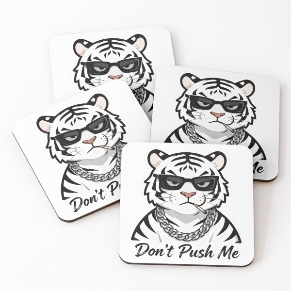 Item preview, White Tiger Cool Sticker DON'T PUSH ME 8 designed and sold by HealthyEnvy.