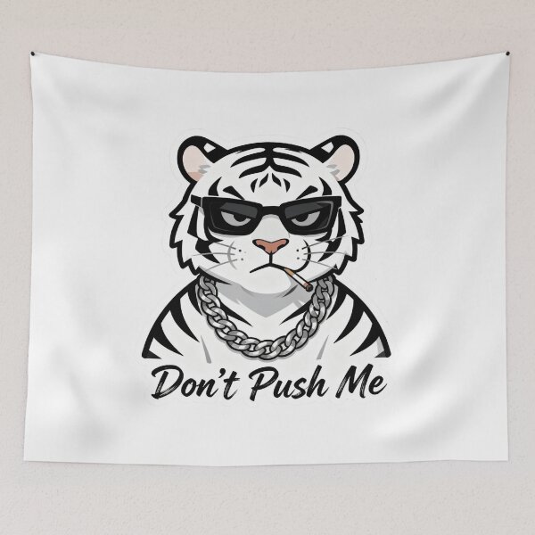 Item preview, White Tiger Cool Sticker DON'T PUSH ME 8 designed and sold by HealthyEnvy.