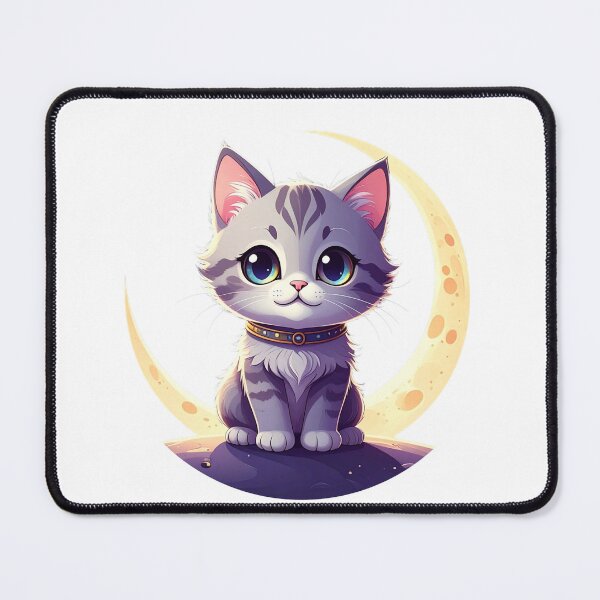 Item preview, Cute Moon Cat – Magical Kitten Sitting on Crescent Moon | Kawaii Fantasy Cat Sticker designed and sold by lunadesignsmoon.