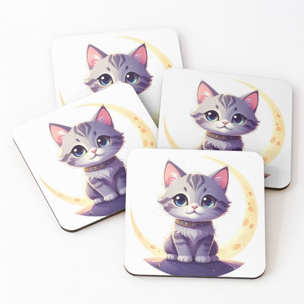Item preview, Cute Moon Cat – Magical Kitten Sitting on Crescent Moon | Kawaii Fantasy Cat Sticker designed and sold by lunadesignsmoon.