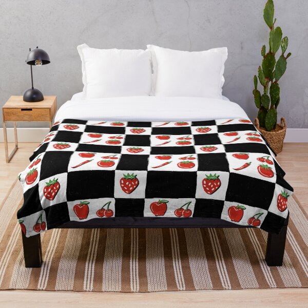 Aperçu de l'œuvre Motif à damier de fruits et légumes rouges créée et vendue par artofthebart.