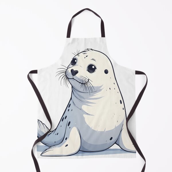 Artikelvorschau, Niedliche Illustration eines gefleckten Robbenbabys entworfen und verkauft von Karolina’s Cozy Creations.