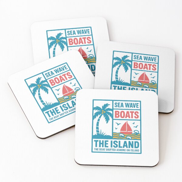 Item preview, Tropical Island Boat Illustration — Retro Summer Seascape Art designed and sold by Colorful-Garden.