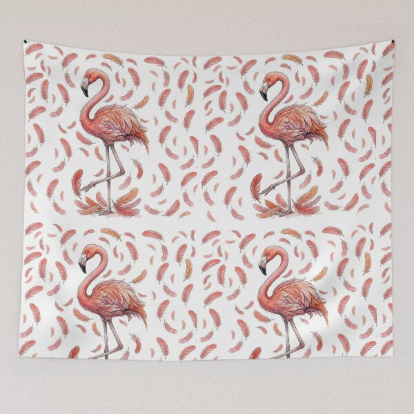 Item preview, Flamingo and feathers designed and sold by snoWorkshop.