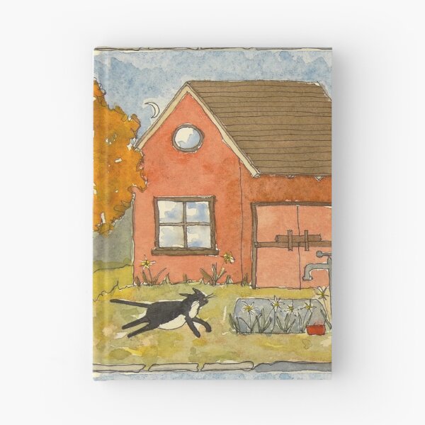 Artikelvorschau, Tuxedo-Katze mit Herbstscheune entworfen und verkauft von dkatiepowellart.