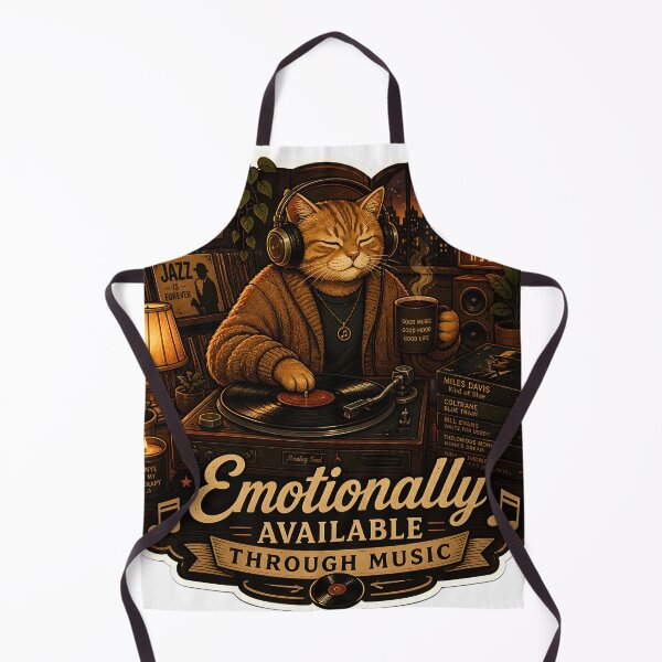 Item preview, Emotionally Available Through Music Retro Vinyl Aesthetic Cat designed and sold by StickyGuys.