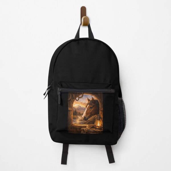 Item preview, Rustic Horse Window View – Cozy Western Cabin Scene designed and sold by  QuarterHorseArt by Just my Studio.