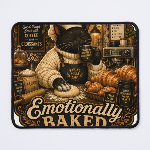 Item preview, Emotionally Baked Luxury Bakery Cat Cozy Café Aesthetic designed and sold by StickyGuys.