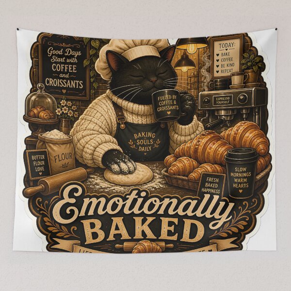 Item preview, Emotionally Baked Luxury Bakery Cat Cozy Café Aesthetic designed and sold by StickyGuys.