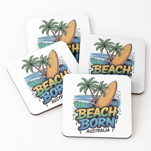 Item preview, Beach Born Australia – Retro Surf Beach Ocean Coastal Vibes Summer Design designed and sold by Cool-cat-art.
