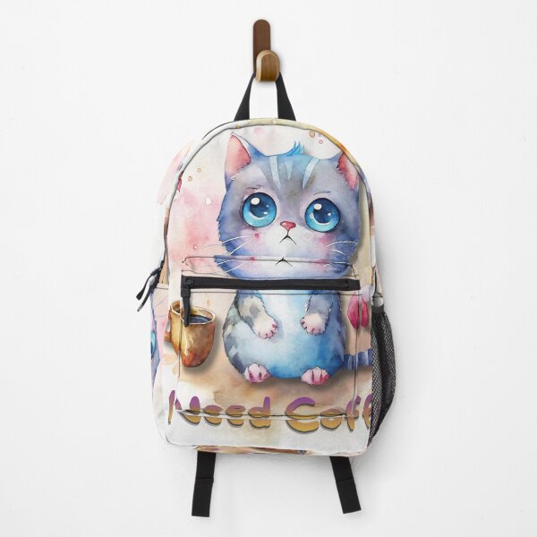 Item preview, I Need Coffee | Cute Cat Watercolor Illustration with Funny Quote designed and sold by Angellacelin.
