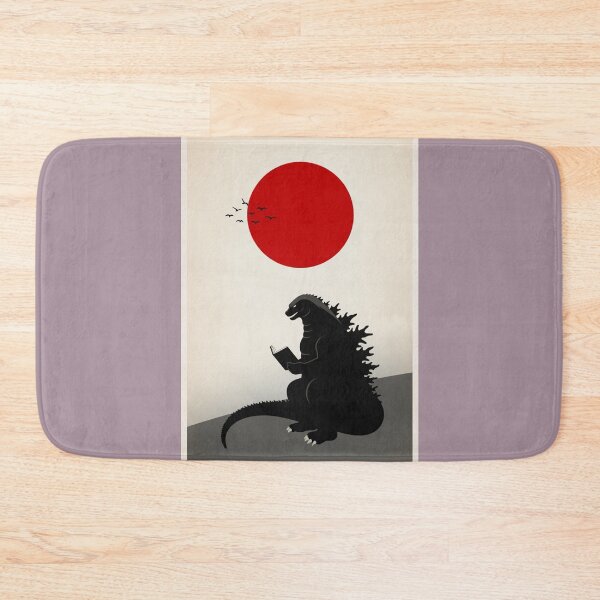 Item preview, Godzilla Reading Book Japanese Flag | Minimalist Japandi Wall Art designed and sold by Syrupulse.