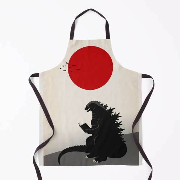 Item preview, Godzilla Reading Book Japanese Flag | Minimalist Japandi Wall Art designed and sold by Syrupulse.