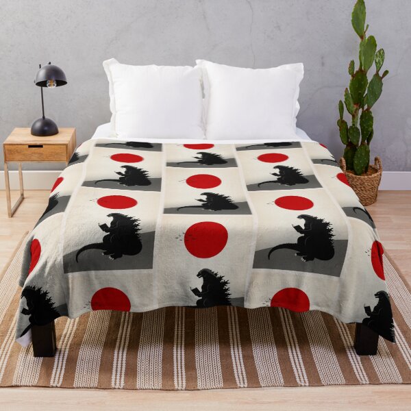 Item preview, Godzilla Reading Book Japanese Flag | Minimalist Japandi Wall Art designed and sold by Syrupulse.