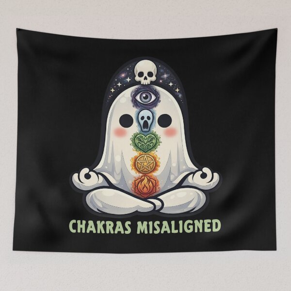 Item preview, Funny Yoga Ghost – “Chakras Misaligned” Meditation Humor designed and sold by SidTastic .