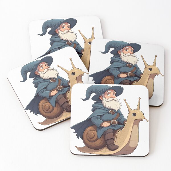 Item preview, Medieval Wizard Riding Giant Snail Fantasy Illustration designed and sold by Karolina’s Cozy Creations.