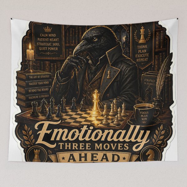 Item preview, Emotionally Three Moves Ahead Luxury Chess Raven Aesthetic designed and sold by StickyGuys.