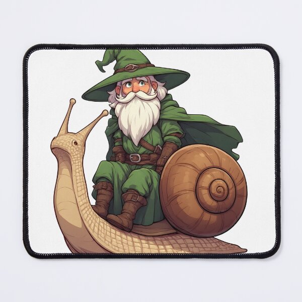 Item preview, Charming Green Wizard Riding Giant Snail Fantasy Illustration designed and sold by Karolina’s Cozy Creations.