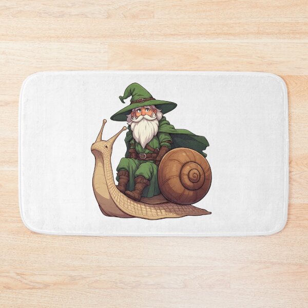 Item preview, Charming Green Wizard Riding Giant Snail Fantasy Illustration designed and sold by Karolina’s Cozy Creations.