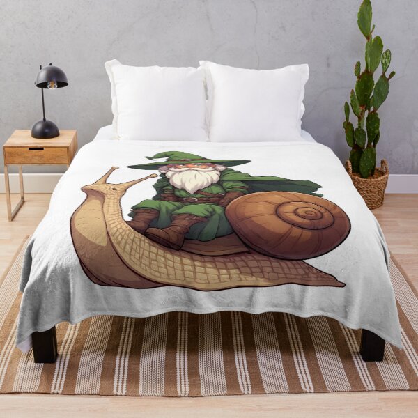 Item preview, Charming Green Wizard Riding Giant Snail Fantasy Illustration designed and sold by Karolina’s Cozy Creations.