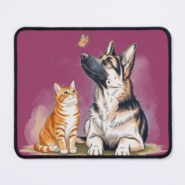 Item preview, Orange Tabby Cat with Butterfly and Watercolor Shepherd designed and sold by Peetacho.