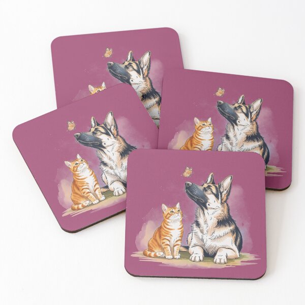 Item preview, Orange Tabby Cat with Butterfly and Watercolor  Shepherd designed and sold by Peetacho.