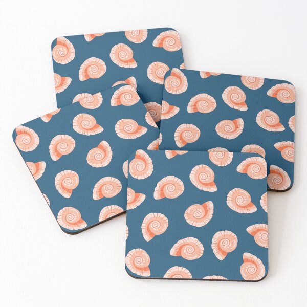 Item preview, Seashell Pattern on Blue Background, Cute Summer Ocean Shells designed and sold by CHERRY--SHOP.
