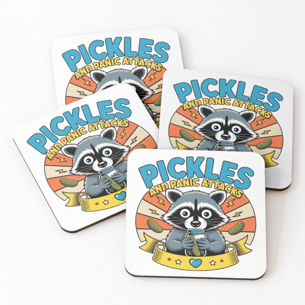 Item preview, Funny Raccoon Pickles and Panic Attacks Relatable Graphic Tee designed and sold by MerchlyMike.