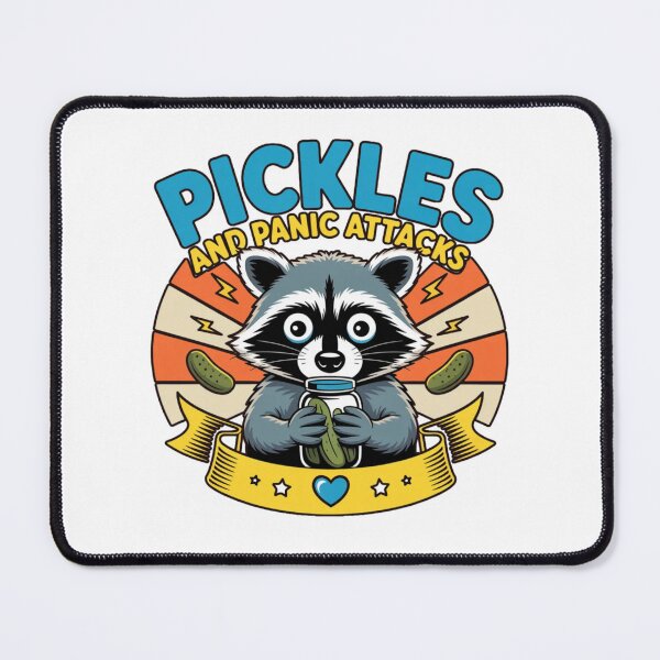 Item preview, Funny Raccoon Pickles and Panic Attacks Relatable Graphic Tee designed and sold by MerchlyMike.