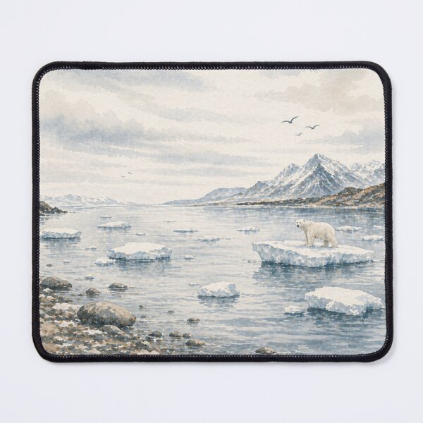 Item preview, Svalbard Inspired Lone Polar Bear Watercolor Art designed and sold by TheSlowShore.