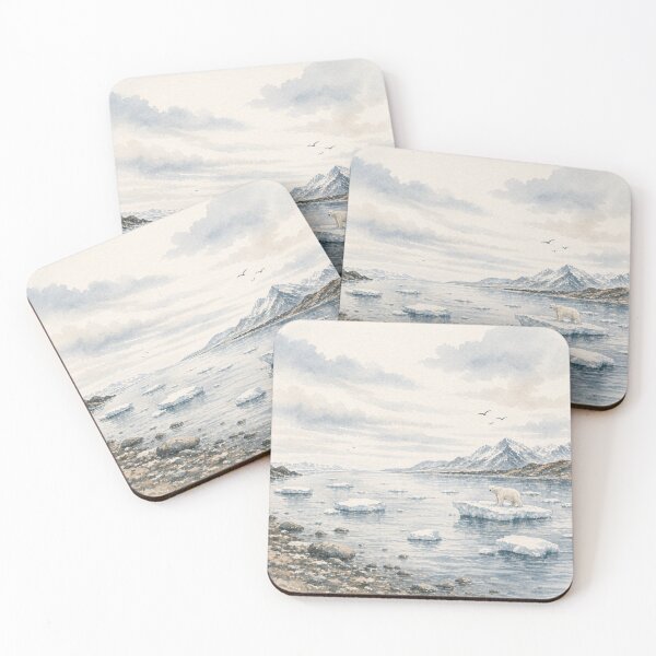 Item preview, Svalbard Inspired Lone Polar Bear Watercolor Art designed and sold by TheSlowShore.